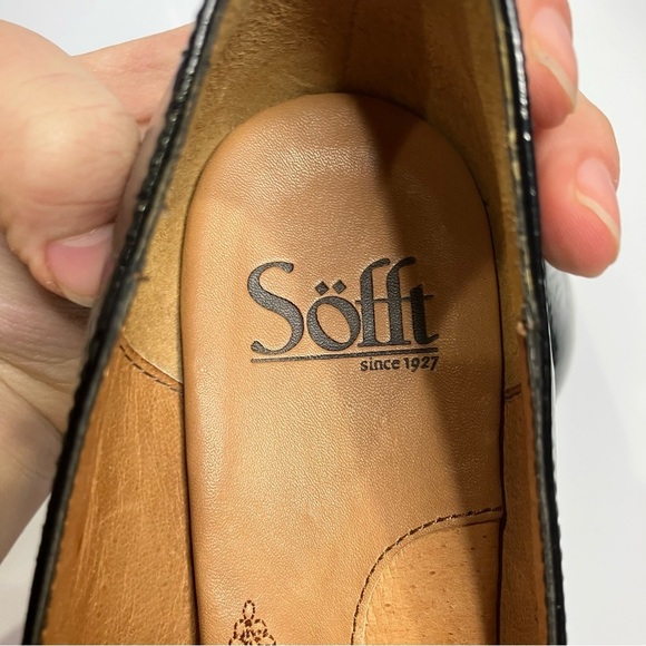 Sofft black patent leather heels pumps peep toe size‎ 7.5 dressy black tie - Picture 9 of 10